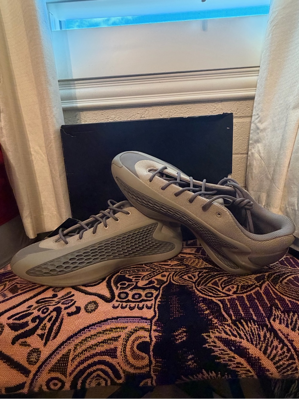 adidas AE 1 Low "Metallic Grey" Anthony Edwards Basketball Shoes - Men's Size 13